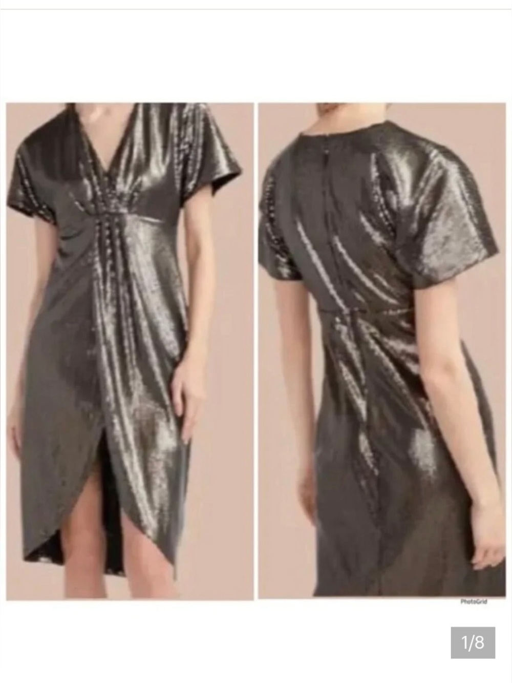Express Metallic Black Twist-Front high low Midi Dress
